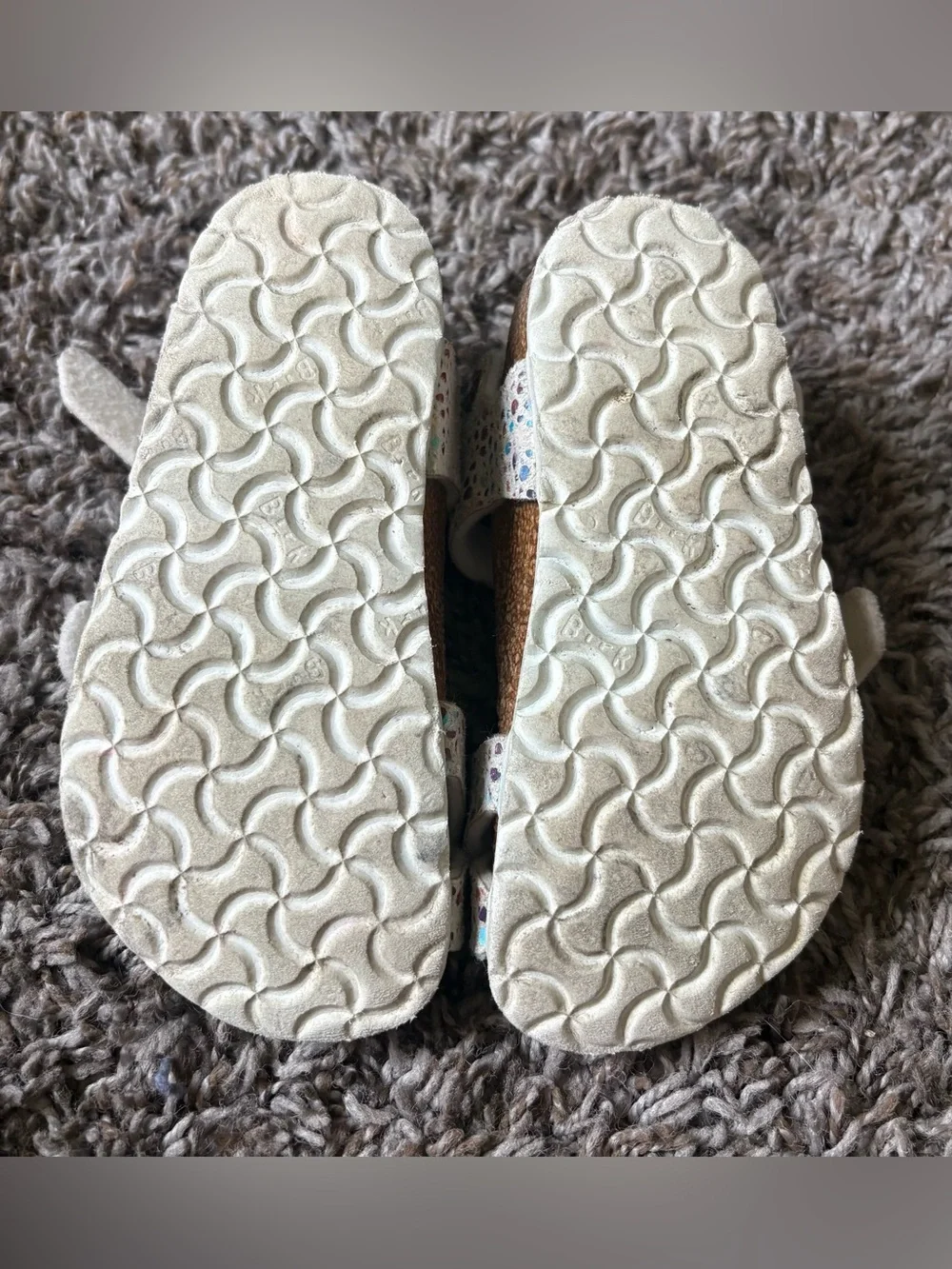 Birkenstock Kids White Sandals with Multicolor Dots